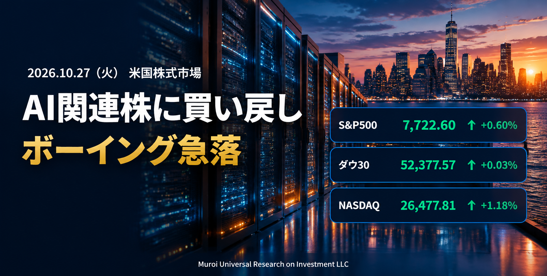 20261027_U.S. Stock Market Report  AI株が反発、でもボーイングは－10.69％